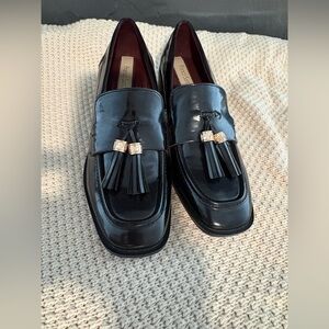 Franco Sarto Womens L-Donna Black Patent Loafers Size 8M